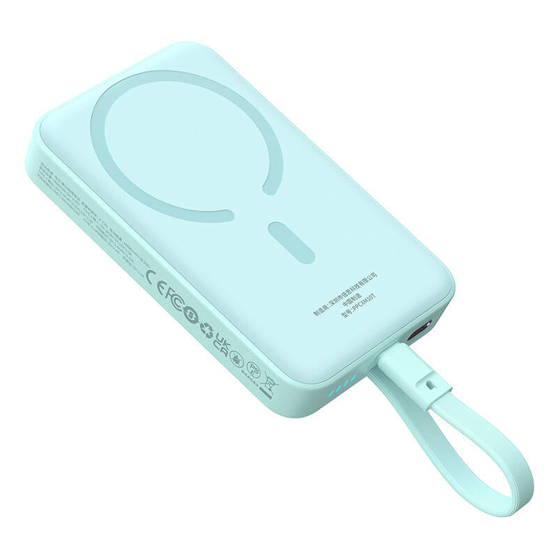 Ekstern trådløs batteri Baseus Magnetic Mini, 10000mAh, 30W, PD + FQI, 1 x Lightning - 1 x QI - 1 x USB-C, Blå P1002210B333-00