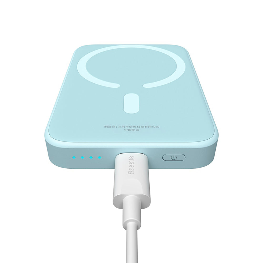 Ekstern trådløs batteri Baseus Mini Air, 6000mAh, 20W, PD + FQI, 1 x QI - 1 x USB-C, Blå P10059002313-00