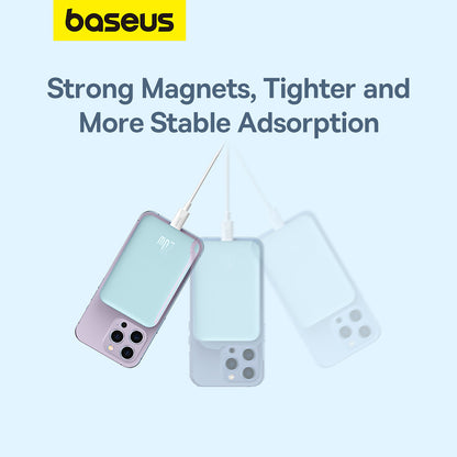 Ekstern trådløs batteri Baseus Mini Air, 6000mAh, 20W, PD + FQI, 1 x QI - 1 x USB-C, Blå P10059002313-00