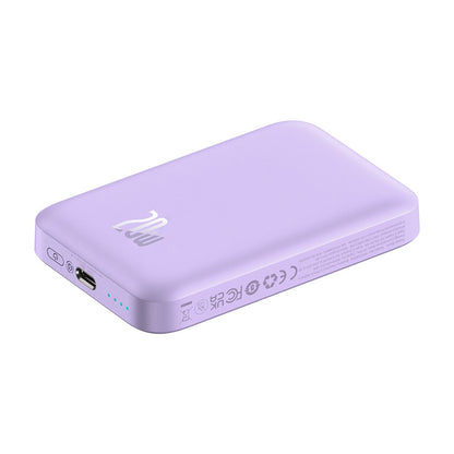 Baseus Mini Air trådløs ekstern batteri, 6000mAh, 20W, PD + FQI, 1 x QI - 1 x USB-C, Lilla P10059002513-00