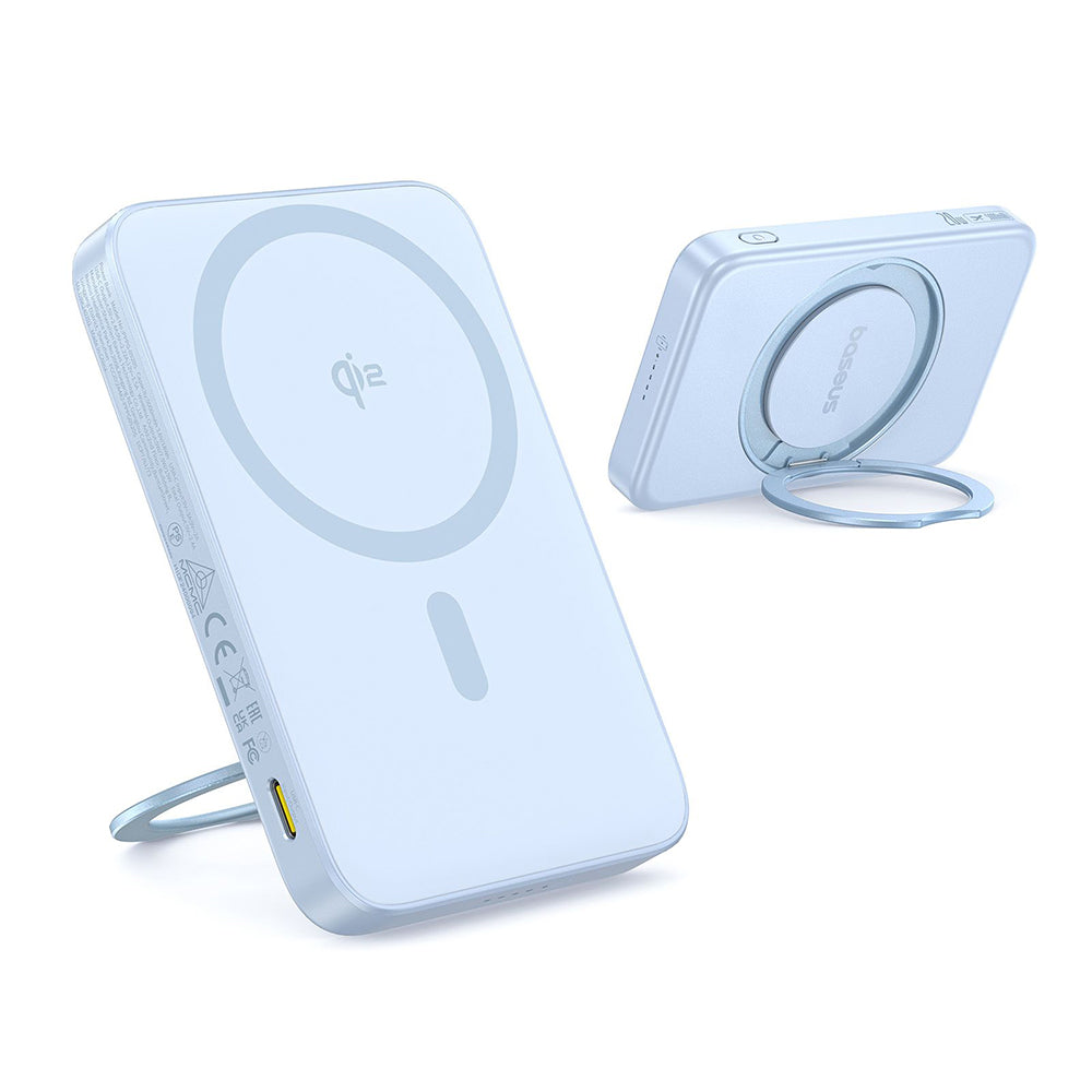 Ekstern trådløs batteri Baseus PicoGo, 5000mAh, 20W, PD + FQI, 1 x QI - 1 x USB-C, Blå P10076800313-00