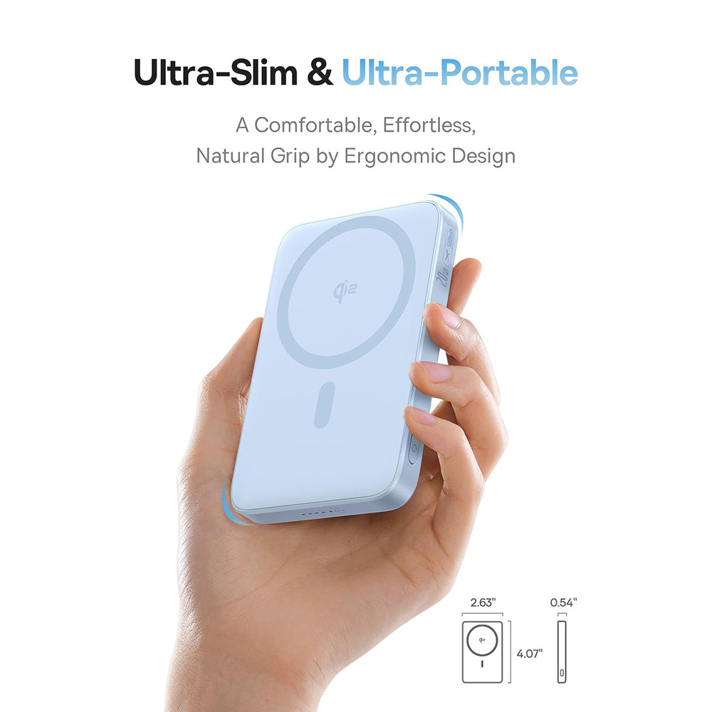 Ekstern trådløs batteri Baseus PicoGo, 5000mAh, 20W, PD + FQI, 1 x QI - 1 x USB-C, Blå P10076800313-00