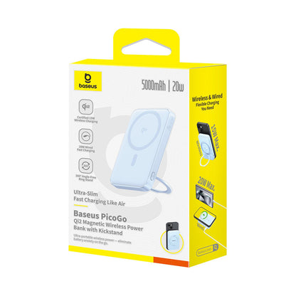 Ekstern trådløs batteri Baseus PicoGo, 5000mAh, 20W, PD + FQI, 1 x QI - 1 x USB-C, Blå P10076800313-00