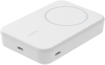 Trådløs ekstern batteripakke Belkin BoostCharge Pro med støtte, 10000mAh, 15W, FQI, 1 x QI - 1 x USB-C, hvit BPD008btWH