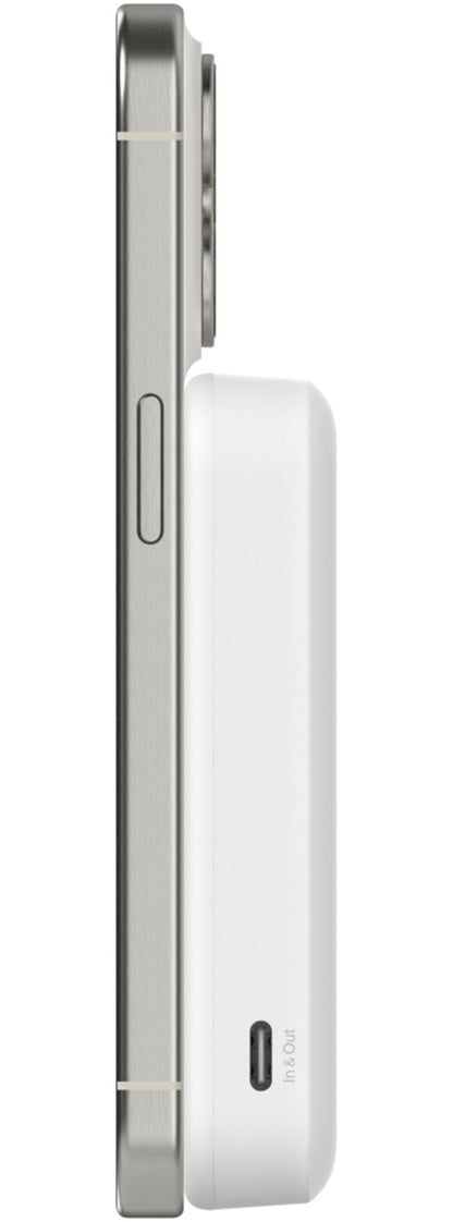 Trådløs ekstern batteripakke Belkin BoostCharge Pro med støtte, 8000mAh, 15W, FQI, 1 x QI - 1 x USB-C, hvit BPD007btWH