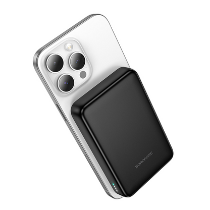 Trådløs Ekstern Batteri Borofone BJ82A Dawn, 10000mAh, 22.5W, QC + PD + FQI, 1 x QI - 1 x USB-A - 1 x USB-C, Svart