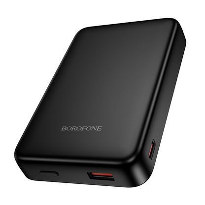 Trådløs Ekstern Batteri Borofone BJ82A Dawn, 10000mAh, 22.5W, QC + PD + FQI, 1 x QI - 1 x USB-A - 1 x USB-C, Svart