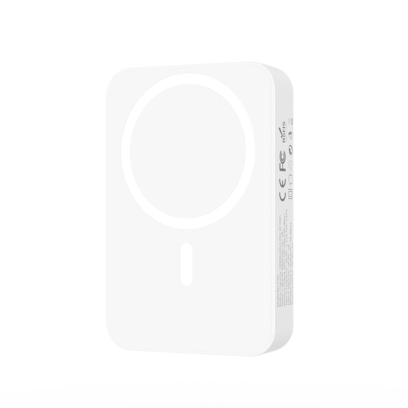 Ekstern trådløs batteri BWOO BO-P59, 10000mAh, 20W, PD + QI, 1 x QI - 1 x USB-C, Hvit