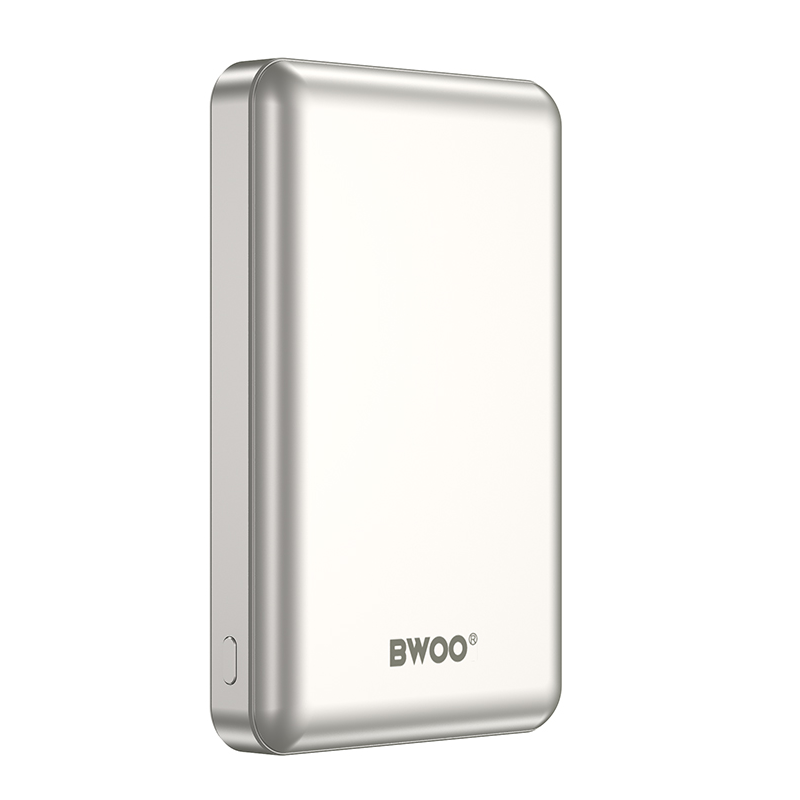 Trådløs Ekstern Batteri BWOO BO-P82, 10000mAh, 22,5W, PD + FQI, 1 x QI - 1 x USB-C, Hvit