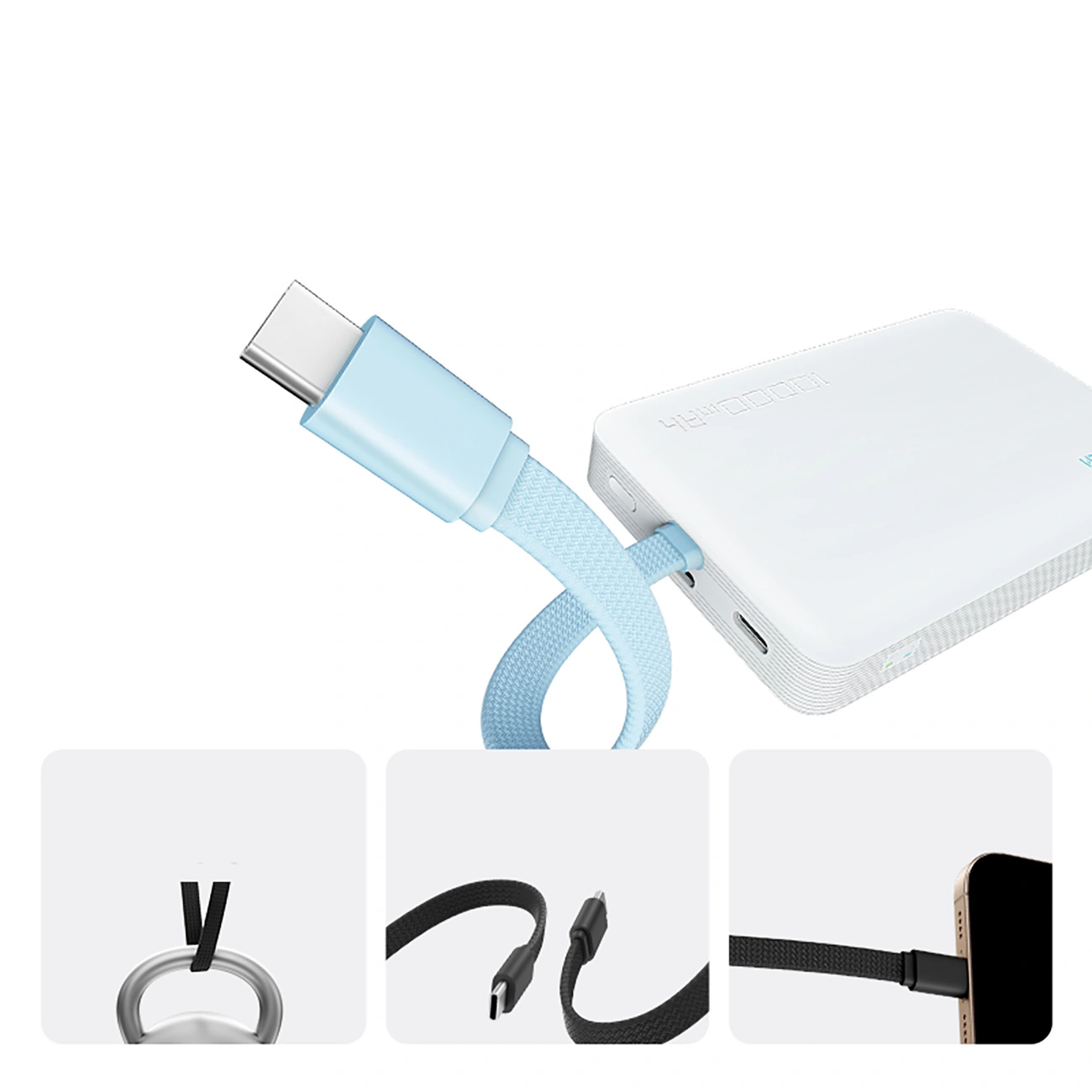 Trådløs ekstern batteri Cuktech CP132ML, 10000mAh, 22,5W, PD + QI, 2 x USB-C, hvit