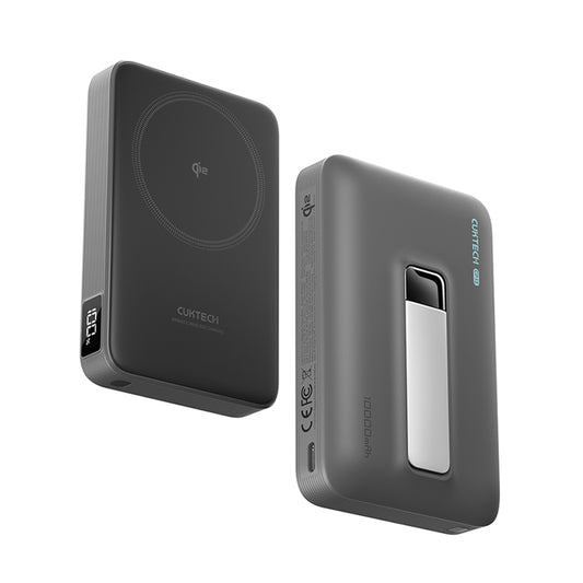 Trådløs ekstern batteripakke Cuktech WPB100, 10000mAh, 30W, PD + FQI, 1 x QI - 1 x USB-C, Grå CUWPB100GLBK