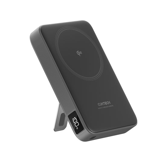 Trådløs ekstern batteripakke Cuktech WPB100, 10000mAh, 30W, PD + FQI, 1 x QI - 1 x USB-C, Grå CUWPB100GLBK