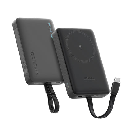 Trådløs Ekstern Batteri Cuktech WPB100L, 10000mAh, 22.5W, PD + FQI, 1 x QI - 2 x USB-C, Svart CKWPB100LGLBK