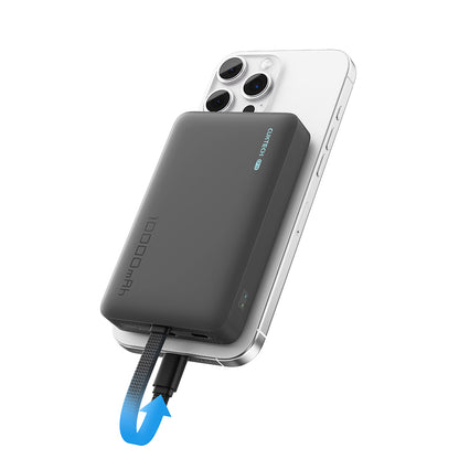 Trådløs Ekstern Batteri Cuktech WPB100L, 10000mAh, 22.5W, PD + FQI, 1 x QI - 2 x USB-C, Svart CKWPB100LGLBK