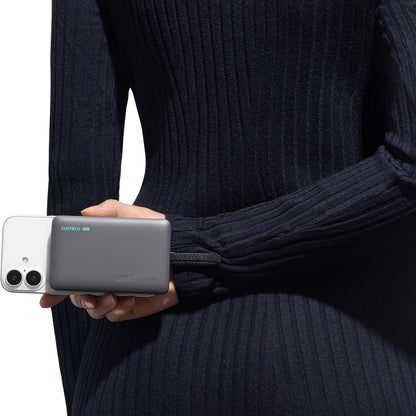 Trådløs Ekstern Batteri Cuktech WPB100L, 10000mAh, 22.5W, PD + FQI, 1 x QI - 2 x USB-C, Svart CKWPB100LGLBK