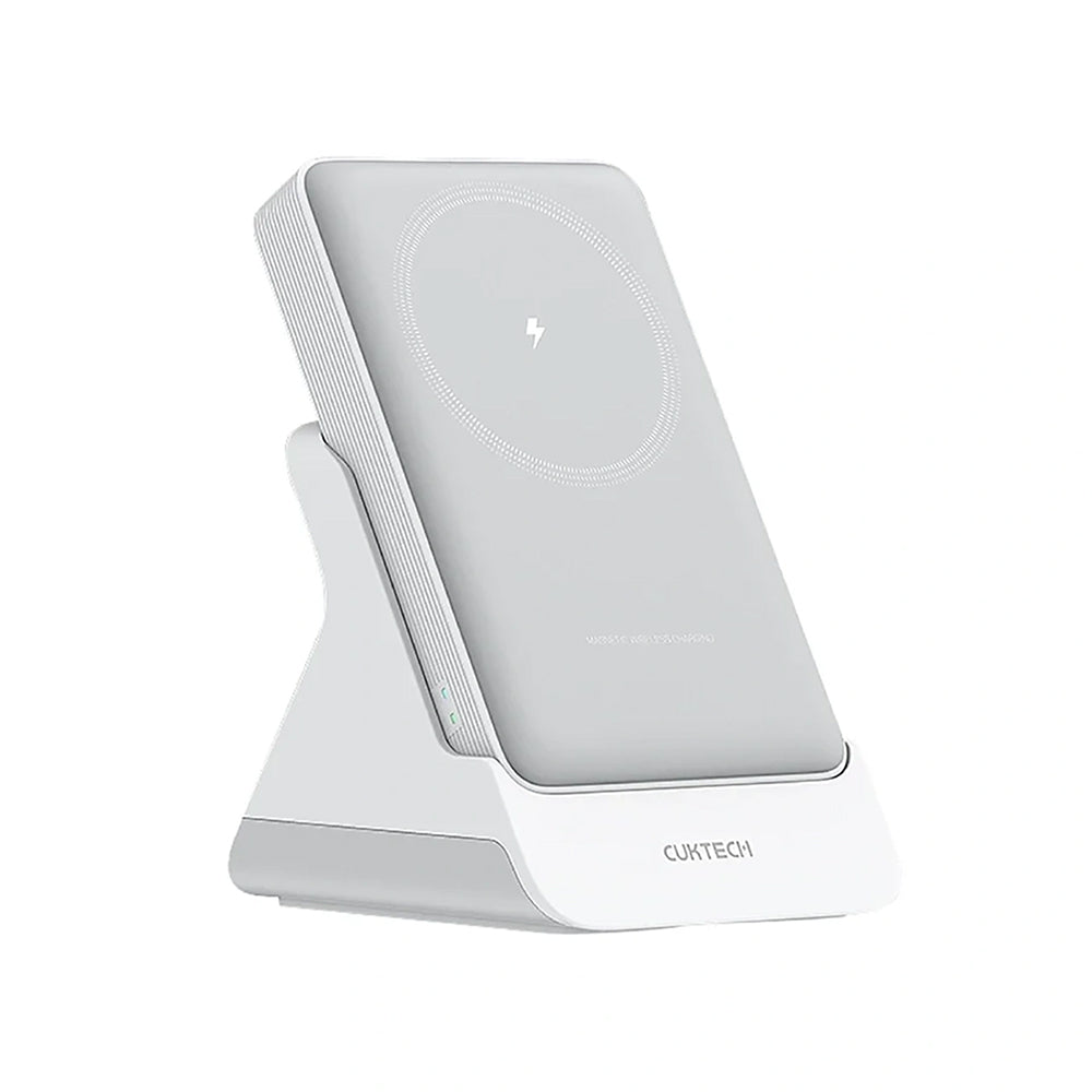 Trådløs ekstern batteri Cuktech WPB100N, 10000mAh, 20W, PD + FQI, 1 x QI - 1 x USB-C, Hvit CKWPB100NGLGR