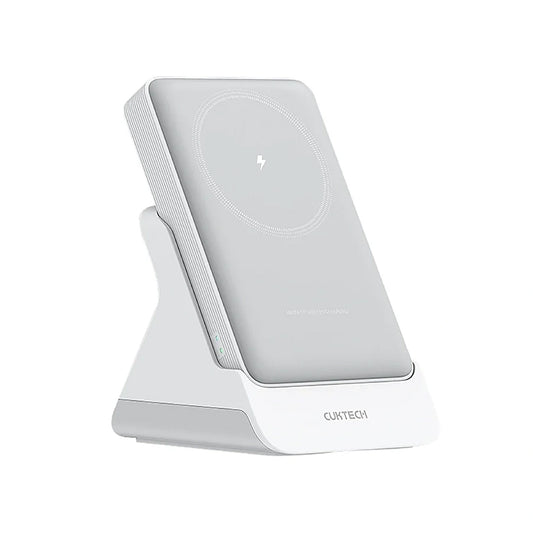 Trådløs ekstern batteri Cuktech WPB100N, 10000mAh, 20W, PD + FQI, 1 x QI - 1 x USB-C, Hvit CKWPB100NGLGR