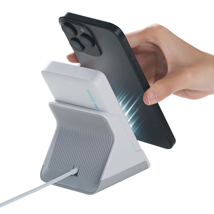 Trådløs ekstern batteri Cuktech WPB100N, 10000mAh, 20W, PD + FQI, 1 x QI - 1 x USB-C, Hvit CKWPB100NGLGR