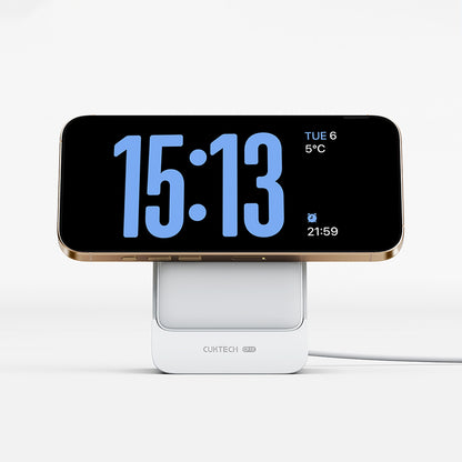 Trådløs ekstern batteri Cuktech WPB100N, 10000mAh, 20W, PD + FQI, 1 x QI - 1 x USB-C, Hvit CKWPB100NGLGR
