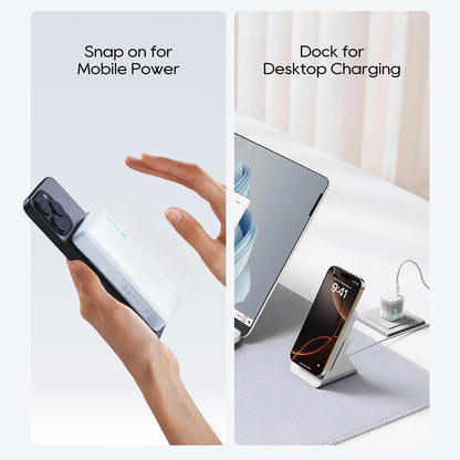 Trådløs ekstern batteri Cuktech WPB100N, 10000mAh, 20W, PD + FQI, 1 x QI - 1 x USB-C, Hvit CKWPB100NGLGR