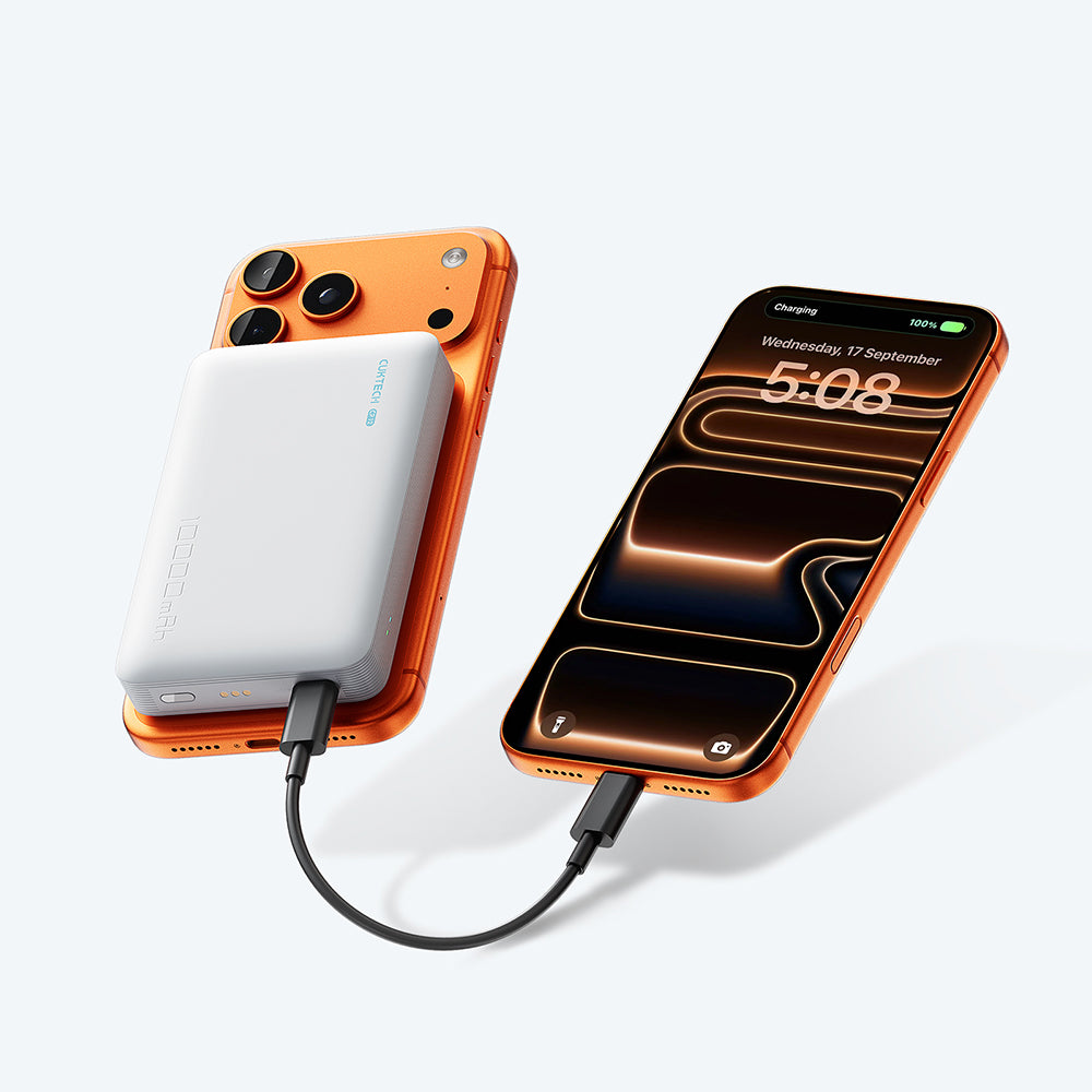 Trådløs ekstern batteri Cuktech WPB100N, 10000mAh, 20W, PD + FQI, 1 x QI - 1 x USB-C, Hvit CKWPB100NGLGR