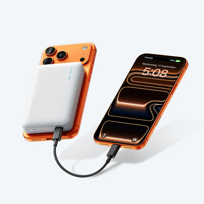 Trådløs ekstern batteri Cuktech WPB100N, 10000mAh, 20W, PD + FQI, 1 x QI - 1 x USB-C, Hvit CKWPB100NGLGR