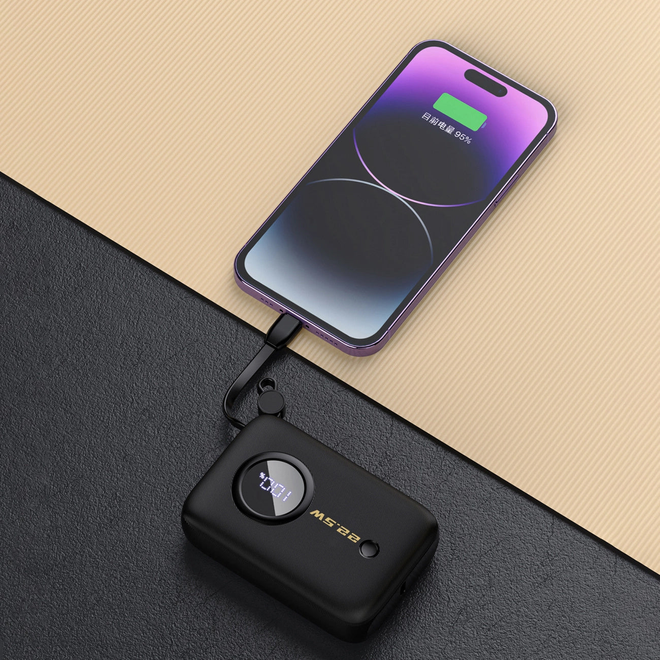 Dudao K14 Ekstern Batteri, 10000mAh, 22.5W, QC + PD, 1 x Lightning - 1 x USB-A - 2 x USB-C, Svart