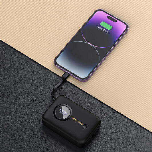 Dudao K14 Ekstern Batteri, 10000mAh, 22.5W, QC + PD, 1 x Lightning - 1 x USB-A - 2 x USB-C, Svart