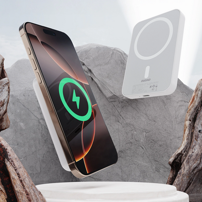 Dudao K26 trådløs ekstern batteri, 10000mAh, 20W, PD + FQI, 1 x QI - 1 x USB-C, Hvit
