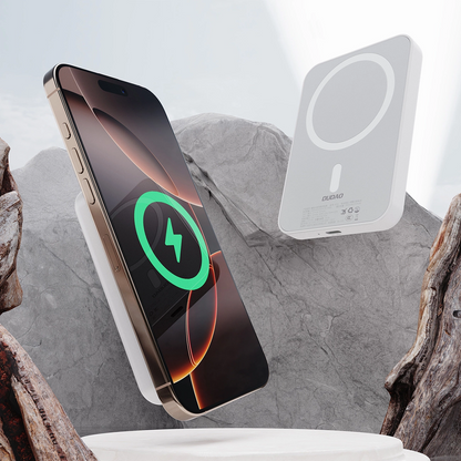 Ekstern trådløs batteri Dudao K26s, 5000mAh, 20W, PD + FQI, 1 x QI - 1 x USB-C, Hvit