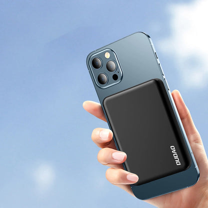 Ekstern trådløs batteri Dudao K14S, 5000mAh, 10W, PD + QI, 1 x QI - 1 x USB-C, Svart