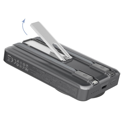 Ekstern trådløs batteri Dudao K29, 10000mAh, 20W, PD + FQI, 1 x Lightning - 1 x QI - 1 x USB-C, Grå