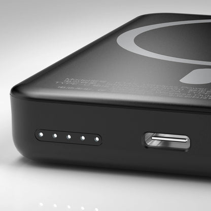 Ekstern trådløs batteri Dudao K14S, 5000mAh, 10W, PD + QI, 1 x QI - 1 x USB-C, Svart