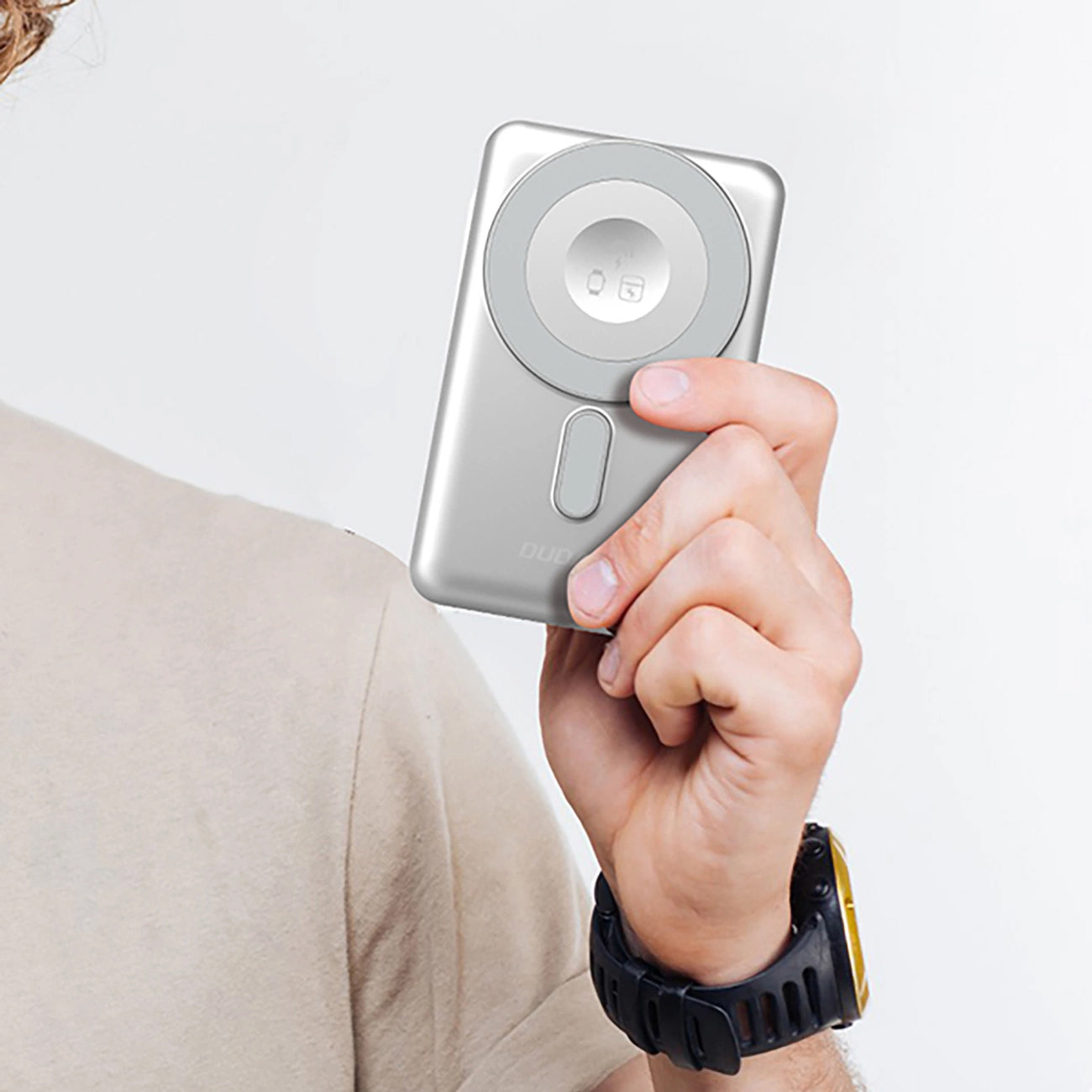 Ekstern trådløs batteri Dudao K29, 10000mAh, 20W, PD + FQI, 1 x Lightning - 1 x QI - 1 x USB-C, Grå