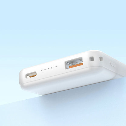 Trådløs ekstern batteripakke Dudao K14S, 5000mAh, 20W, QC + PD + FQI, 1 x QI - 1 x USB-A - 1 x USB-C, Hvit