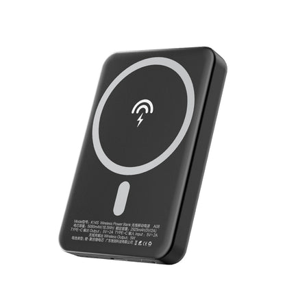 Ekstern trådløs batteri Dudao K14S, 5000mAh, 10W, PD + QI, 1 x QI - 1 x USB-C, Svart