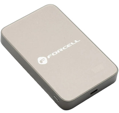 Ekstern trådløs batteri Forcell F5K8, 5000mAh, 15W, PD + FQI, 1 x QI - 1 x USB-C, Gull