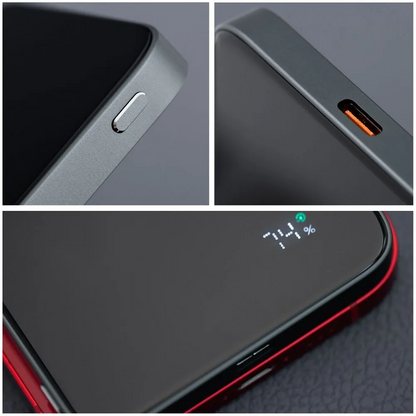Ekstern trådløs batteri Forcell F5K8, 5000mAh, 15W, PD + FQI, 1 x QI - 1 x USB-C, Svart