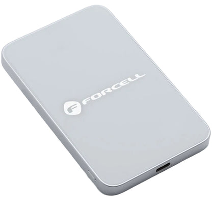 Ekstern trådløs batteri Forcell F5K8, 5000mAh, 15W, PD + FQI, 1 x QI - 1 x USB-C, Hvit