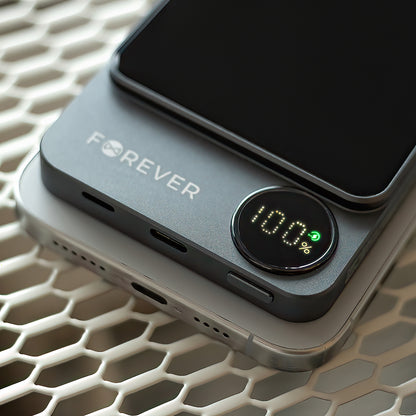 Ekstern trådløs batteri Forever MATB-200, 5000mAh, 20W, PD + FQI, 1 x QI - 1 x USB-C, Svart