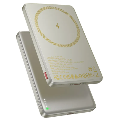 Trådløs ekstern batteri HOCO Q26, 5000mAh, 20W, PD + FQI, 1 x QI - 1 x USB-C, Oransje
