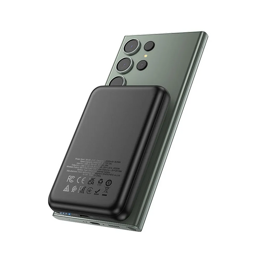Ekstern trådløs batteri HOCO J141, 10000mAh, 20W, PD + FQI, 1 x QI - 1 x USB-C, Svart