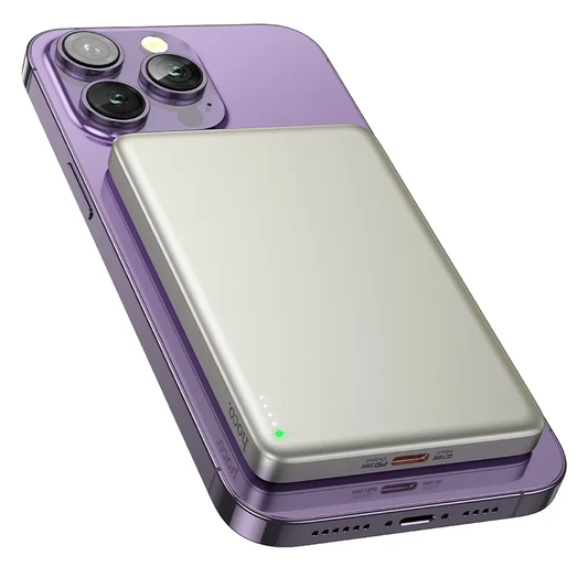 Trådløs ekstern batteri HOCO Q26, 5000mAh, 20W, PD + FQI, 1 x QI - 1 x USB-C, Oransje