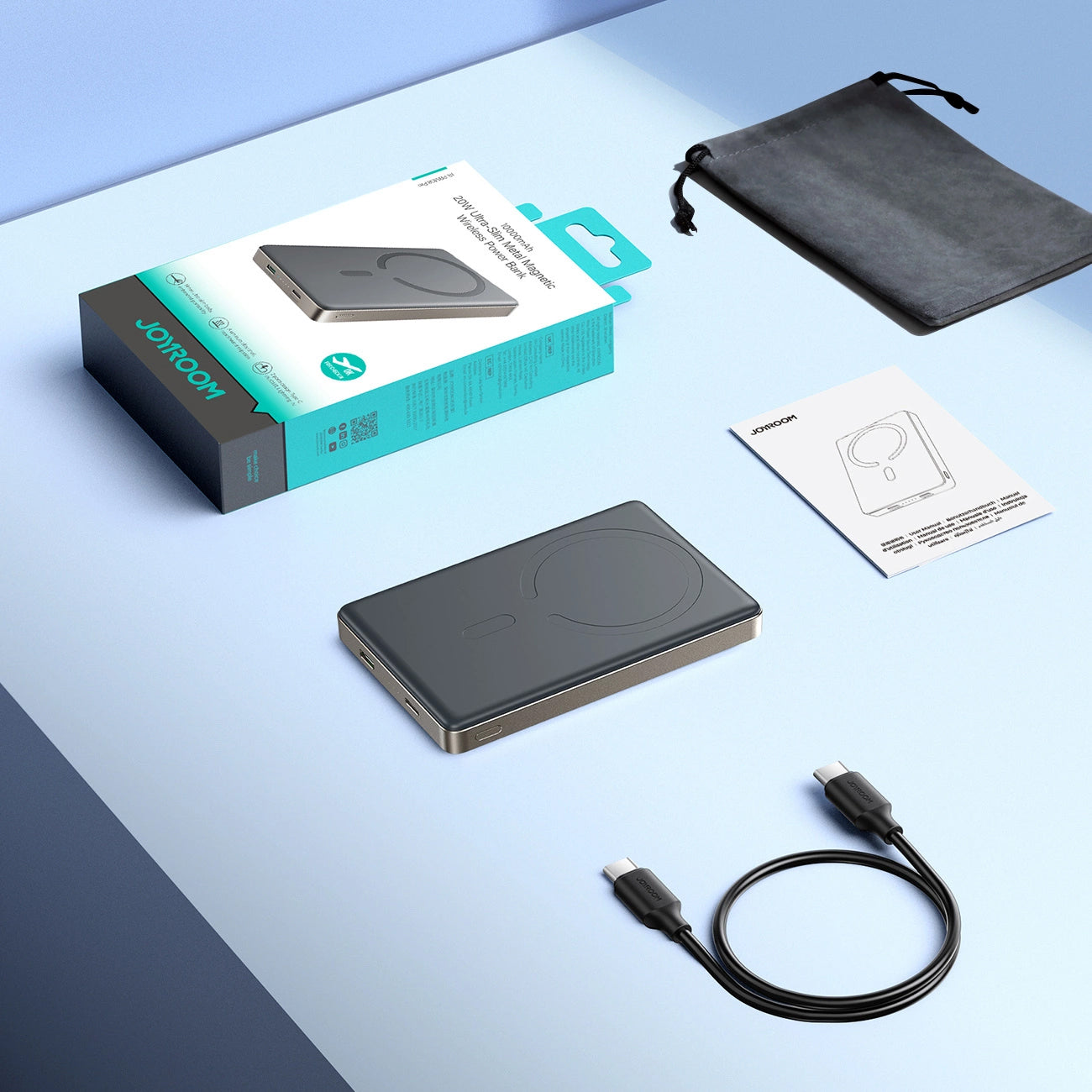 Ekstern trådløs batteri Joyroom JR-PBM08 Pro, 10000mAh, 20W, PD + FQI, 1 x QI - 1 x USB-C, Beige