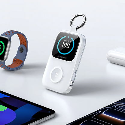 Trådløs Ekstern Batteri Joyroom JR-W19, 5000mAh, 20W, QC + PD, 1 x Lightning - 1 x QI - 2 x USB-C, Hvit