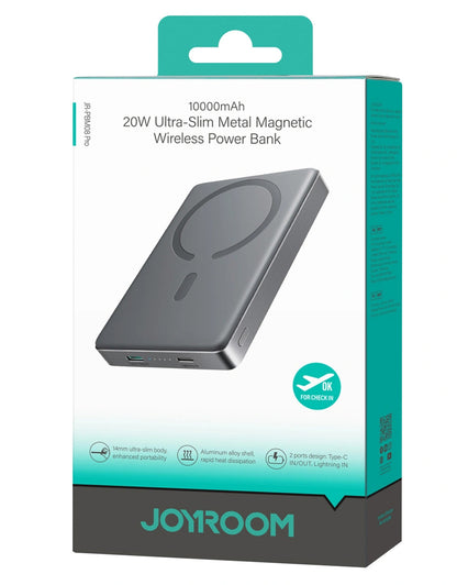 Joyroom JR-PBM08 Pro trådløs ekstern batteri, 10000mAh, 22.5W, PD + FQI, 1 x QI - 2 x USB-C, grå