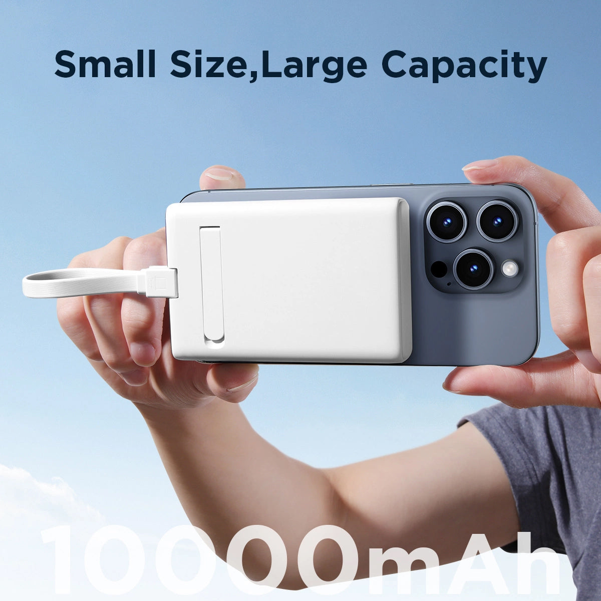 Ekstern trådløs batteri Joyroom JR-PBM01, 10000mAh, 20W, QC + PD + FQI, 1 x Lightning - 1 x QI - 1 x USB-C, Hvit