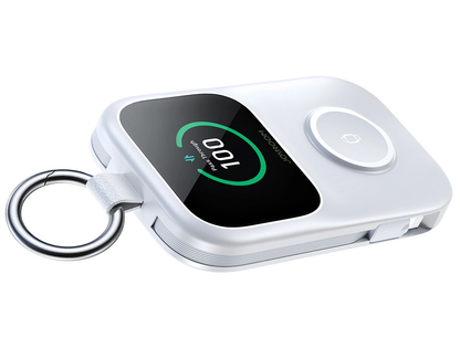Trådløs Ekstern Batteri Joyroom JR-W19, 5000mAh, 20W, QC + PD, 1 x Lightning - 1 x QI - 2 x USB-C, Hvit