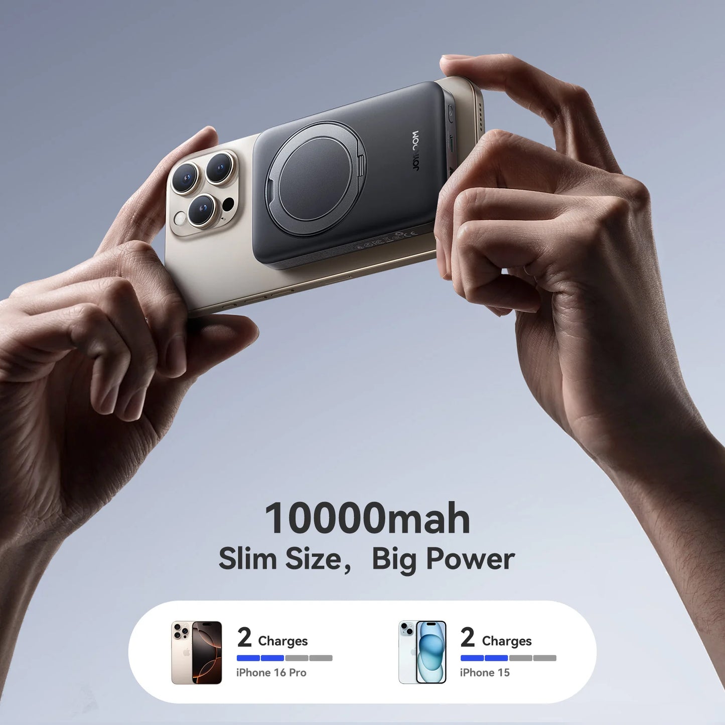 Ekstern trådløs batteri Joyroom JR-PBM12, 10000mAh, 22.5W, QC + PD + FQI, 1 x QI - 1 x USB-A - 1 x USB-C, Svart