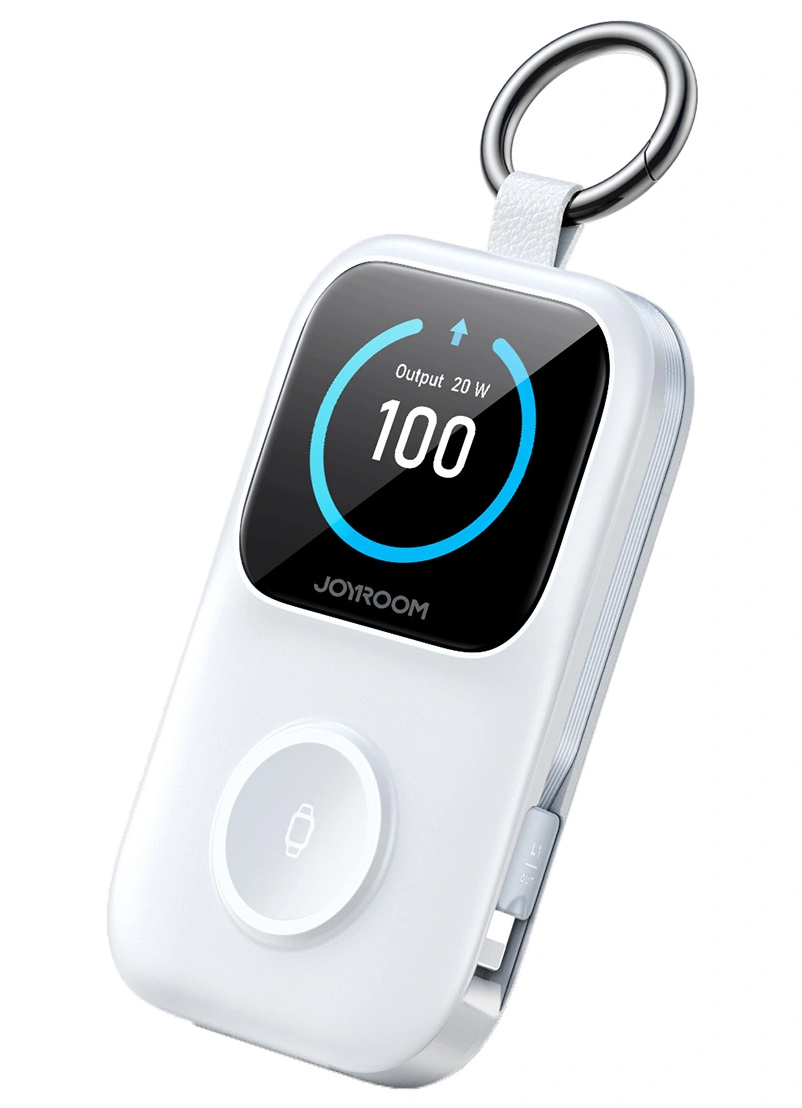 Trådløs Ekstern Batteri Joyroom JR-W19, 5000mAh, 20W, QC + PD, 1 x Lightning - 1 x QI - 2 x USB-C, Hvit